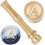 craspire Mini Wachssiegelstempel Alphabet Buchstaben Wachsstempel 15mm Goldmetall Messing Retro Vintage A Siegelstempel Mit Bambusstab Griff Für Erntedankfest Kartenumschläge Hochzeitsfeier
