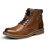 Bruno Marc Herren Motorrad Stiefel Schnürstiefel Klassische Chukka Boots Biker Freizeitschuhe,Size 44,Braun,SBBO2215M-E