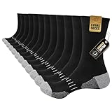 Stoeury 6 Paar Sportsocken Herren Damen, Gepolsterte Tennissocken Herren, Baumwolle Arbeitssocken Herren, Atmungsaktiv Crew Wandersocken, Laufsocken, Trekkingsocken, Schwarz, 43-46