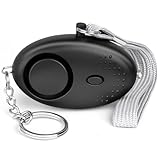 flintronic Persönlicher Alarm, 140 dB Selbstverteidigungsalarm mit LED-Licht und Schlüsselanhänger, Taschenalarm Schlüsselanhänger Alarm für Frauen, Kinder, ältere Menschen, Nachtschicht （Schwarz）