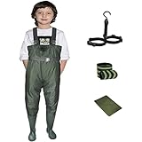 Croch Wathose für Kinder wasserdicht mit Gummi Stiefel ideale Angelhose und Watthose Kinderwathose (40, Grün)