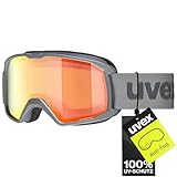 uvex elemnt FM - Skibrille für Damen und Herren - vergrößertes, beschlagfreies Sichtfeld - zugfreie Rahmenbelüftung - rhino matt/orange-orange - one size