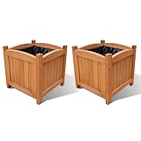 Holz-Hochbeet, 2er Set, Universal Pflanztopf, Blumentopf mit PE-Auskleidung, Pflanzkübel, 30 x 30 x 30 cm, Massivholz