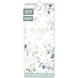 Häfft® Planer für Zwei Kompakt 2025 Paarkalender mit 3 Spalten 'Blattgold' 13 x 32,3 cm - Wandkalender für 12 Monate: Jan bis Dez 2025, Paarplaner Wandplaner - nachhaltig & klimafreundlich