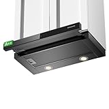 GASLAND BR60BS A++ Dunstabzugshaube 60 cm umluft breit, Glas-Front mit Sensor Touch einbau flachschirmhaube 566 m³/h mit CF176 Aktivkohlefilter, Integrierte Flach Leise Abluft Abzugshaube Schwarz