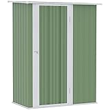 Outsunny Gerätehaus Gartenhaus Geräteschuppen mit Tür Outdoor Stahl Grün 142 x 84 x 189 cm