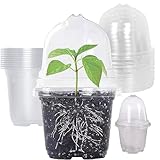 DITK-U 10 Pcs Anzuchttöpfe mit Feuchtigkeitskuppe Rund Blumentöpfe Klein Pflanzentöpfe Plastik Baumschule Sämling Töpfe für Saatgut, Stecklinge, Sukkulenten