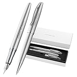 Pelikan Jazz® Noble Elegance Kugelschreiber und Füllhalter mit Gravur Geschenk - einzigartige Stifte mit Namen - personalisierte Geschenke - Füllfederhalter personalisiert K/P36 (Silber)