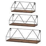 EYMPEU Wandregal 3er Set, Wandregal Holz mit Metall, geeignet für Küchen Bäder Wohnräume Büro