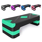 Höhenverstellbares Aerobic Steppbrett für Zuhause - 68.5cm Fitness Stepper bis 250kg, Ideal für Home Gym & Cardio (Grün)