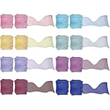 Zythrem 16 Rolls Farbe Organzaband, Transparentes Geschenkband, Farbiges Chiffonband, Tüllband Hochzeit Schleifenband, Blumenstrauß, Dekoration, Geschenkverpackung(4cm x 2.2m)