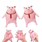 2 Stück Stress Schwein Stress Spielzeug, Squeeze Toys Stressbälle Süßes Rosa Schweinchen Anti-Stress-Spielzeug, Fidget Toys, Sensorisches Fidget-Spielzeug Spaßige Party Druckspielzeuge für Kinder