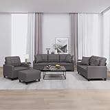 CCCINER 4-TLG. Sofagarnitur mit Kissen Grau Kunstleder,Komplette PremiumWohnlandschaft aus Kunstleder: Bequem, stabil und vielseitig für Dein Zuhause Sofas & Couches
