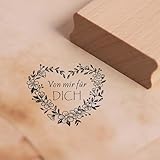 Dekolando Motivstempel Blumen Herz Von mir für dich - Stempel Holzstempel Scrapbooking - Abdruck 48 x 38 mm