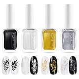 4 Farben Nagellack Set bunt Metallicfarben Gelee Maniküre Lack Nägel Pigment doppelter Verwendungszweck Stempeln Nagellack Nail Art Design Malerei Drucken Werkzeug Metallicfarben