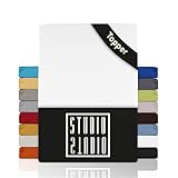 STUDIO Basic Topper Spannbettlaken 160x200cm – Jersey-Spannbetttuch aus 100 % gekämmter Baumwolle – Weiß – bügelfrei, elastisch & Oeko-TEX Zertifiziert – für Topper 4–14 cm