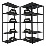 PROREGAL Mega Deal 3X Schraubregal Haldor HxBxT 180x90x40cm Fachlast 100 kg Schwarz, Stahl, Metallregal, Küchenregal Metallböden, Kellerregal, Garagenregal, Lagerregal