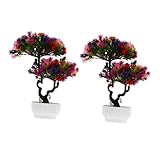 IMIKEYA 2 STK Willkommene Topfpflanze mit Kiefernblumen Anlage Künstlicher Olivenbaum Blumen- Artificial Tree kunstpflanze Gastgruß Pinienbonsai künstlicher Blumenschmuck Plastik Colorful