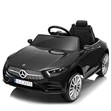 LALAHO Mercedes-Benz Kinder Elektroauto 12V – Mit 2,4G Fernbedienung, MP3-Player, LED-Lichtern & Hupe – Elektrisches Spielzeugauto für Kinder (Schwarz)