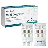 2xHighCheck 7-in-1-Drogentest Schnelltest, Drogentest für Selbsttest-Urin-Screening, Drogentests zum Nachweis von Kokain, Opiate, Methadon, Amphetamine, Cannabis, Ecstasy und Benzodiazepine