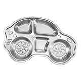 MUSISALY Edelstahl Teller mit Fächern Cartoon Design Edelstahl Geteilter Essens teller Langlebig und Leicht zu Reinigen Geeignet für Zuhause und Outdoor Mittagessen