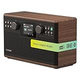 Pure Classic H6 Hi‑Fi Stereoanlage und Musikanlage mit DAB+ UKW Radio Bluetooth 5.3 USB‑A & AUX 2,4' Farb‑TFT Fernbedienung Dual‑Wecker Schlaf‑ & Küchen‑Timer 2×15 W 80 Speicher – Kaffeebraun/Walnuss