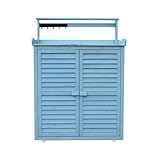 Aufbewahrungsbox Garten Groß mit Haken 87 x 45 x 120 cm, Gartenbox Wetterfest Holz Verstellbare Einlegeböden, 3 Farben Erhältlich(Blue)