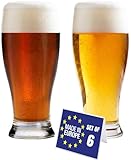 NORDIC SCHILLER Premium Pint Biergläser 6er Set, 570ml 100% BLEIFREI Weizenbiergläser, Weizengläser, Trinkläser Pilsner Glas Bargläser Weizenbierglas, Pint Beer Glasses, Bier Glas