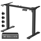 VASAGLE Höhenverstellbarer Schreibtisch elektrisch, Tischgestell, Schreibtischständer, ohne Tischplatte, mit 2 Haken, Memory-Funktion mit 3 Höhen, Stahl, tintenschwarz LSD021B01V2