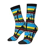 KWQDOZF Socken mit Aufschrift „Ich stehe für die Flagge Ruandas und knie vor dem Kreuz für Damen und Herren, feuchtigkeitsableitende, gepolsterte Crew-Socken