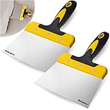 BLOSTM 17,8 cm Schaber-Werkzeug, 2 Stück, Tapetenschaber, Spachtelmesser mit 175 mm breiter, flexibler Federstahlklinge, weicher Komfortgriff – zum Dekorieren, Füllen, Trockenbau, Putz, DIY-Projekte