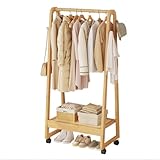 Stabiler Rollkleiderständer aus Bambus mit einfacher Montage Regale für Wohnzimmer, Flur, Büro, Schlafzimmer - 50/70 cm Aufbewahrungslösung