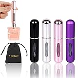 AFEIGE 4 Stück 5ml Parfümzerstäuber ● Portable Zerstäuber für unterwegs ● Nachfüllbarer Reiseduftstoff-Zerstäuber ● Mini Portable Sprühflasche