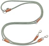 Leisegrün Hundeleine große Hunde | Führleine 3m verstellbar mit 2 Karabiner | 3 Meter lang x 1,1 cm | Nur 300 g | Modell Devon | Grün