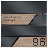 Zalafino Briefkasten mit Beschriftung ANTHRAZIT RAL 7016 pulverbeschichtet incl. 2 Holzoptikblenden und individueller, personalisierter Beschriftung