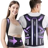 Innovative Rückenstützgürtel Haltungskorrektur Rücken Damen Herren Gerader Rücken Geradehalter [Verstellbare & Atmungsaktive] Haltungstrainer Rückengurt Back Posture Corrector Unsichtbar (Lila, M)