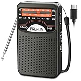 PRUNUS J-167 AM/SW/FM/UKW Radio Klein, Taschenradio Mini Radio mit Akku Wiederaufladbarer, Transistorradio mit Exzellentem Empfang, USB-C-Laden, mit Kopfhöreranschluss, Einfaches Radios für Senioren.