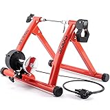 CXWXC Fahrrad Rollentrainer, Klappbar Stahl Bike Trainer mit Schnellspanner Vorderradunterlage Radtrainer für 26-29 Zoll Fahrradtraining Fahrradfahren Zuhause Indoor (26-29, Rot)