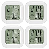 PAIRIER 4 Stück luftfeuchtigkeitsmesser Thermometer Innen Mini LCD Digital Thermometer Hygrometer Gauge für Babyzimmer Seniorenzimmer Arbeitszimmer Weinkeller usw