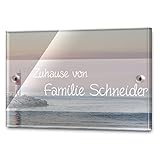 Edles Türschild mit Namen für die Haustür | Namensschild Briefkasten-Schild selbstklebend oder mit Bohrlöcher Klingelschild mit kratzfestem UV Druck | Größe ab 9x6 cm bunte Türschilder
