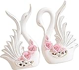 Gcljlmy 2 x Weißschwan-Figuren, Skulptur, Schwänenpaar, Statuen, Deko für Wohnzimmer, Eingang, Ablage, Deko, Hochzeitsgeschenk, Stil B