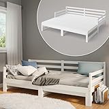 Bellamio Tagesbett Ayr, Gästebett 90x200 cm mit Ausziehfunktion, Bettgestell in weiß, Schlafsofa aus Kiefer Massivholz lackiert
