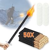 Ansobea 50 Stück Wachsfackel, 42cm Fackel mit 45 Minuten Brenndauer mit Handschutz, Fackeln für draußen, Lagerfeuer, Outdoor