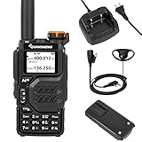 QUANSHENG UV-K6 Funkgerät 5W Walkie Talkie großer Reichweite Wiederaufladbare Handfunkgerät für Erwachsene Polizei Radio mit FM, NOAA, Typ-C Ladung, 200 Kanäle (Schwarz mit D01CK)