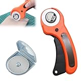 Stoffschneider, Rollmesser, Rundklingen Cutter, Rollschneider, mit Ergonomischem Griff und Sicherheitsverschluss, für Abstepp-, Stoff-, Leder-, Näharbeiten, mit 1 Ersatzklingen, 45mm