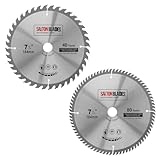 TCT Kreissägeblätter, 184 mm x 40 und 80T x 20 mm Bohrung (16 mm Ring) (2 Stück)