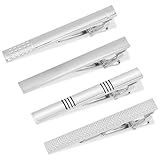 Molain 4 Stück Herren Krawattennadel, Tie Clip Set, silber Krawattenklammer Klassische Krawattennadeln Kupfer Metall Hochzeit Klassisch Krawattennadel Für Valentinstag Hochzeit Freund Geschenk