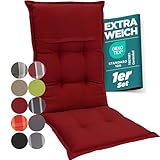 gardisun Gartenstuhlauflagen Hochlehner I Extra Dicke Sitzauflagen I Made in Europe I Ideale Polsterauflagen für Hochlehner Gartenstuhl I Auflagen mit hoher Lichtechtheit I 1er Set I Rot
