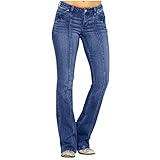 Riou Damen-Jeans, Slim Fit, lange Spitze, hohe Taille, Retro-Look, lässig, große Hose, Schwarz XXXXL