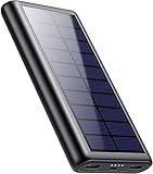 Solar Powerbank 26800mAh, QTshine Extrener Akku Solarladegerät, Tragbares Power Bank Pack mit 2 Ausgängen speziell für Aktivitäten im Freien, Kompatibel mit iPhone 16/15 ProMax Samsung Huawei etc